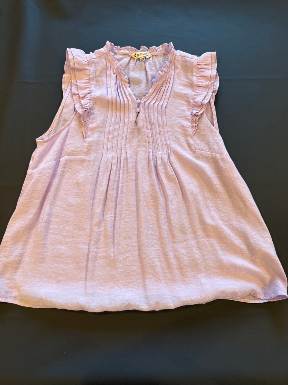 Nanette Lenore Light Lavender Ruffle Pintuck Sleeveless Top